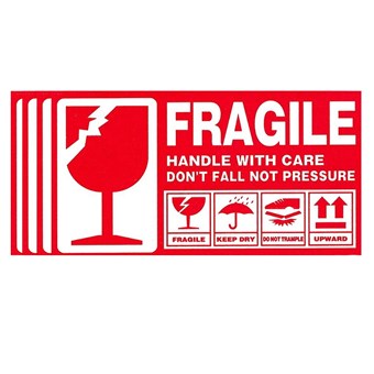 Fragile Handle With Care" Fraktetikett - 5 x 9 cm x 500 Etiketter - 1 st