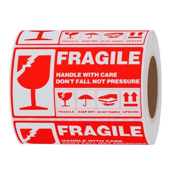 Fragile Handle With Care" Fraktetikett - 7 x 14 cm x 300 Etiketter - 1 st