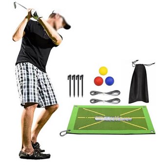 Halkfri golfmatta för svängdetektering vadd Bärbar golfträningshjälp matta 24 x 12 tum med 6 golfbollar