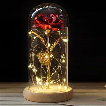 24 karat guldpläterad ros med LED-ljus - dekorativ blomma