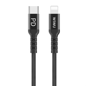 WIWU WP101 2.4A USB-C / Type-C till 8-stifts Dataladdningskabel - 1 m - Svart