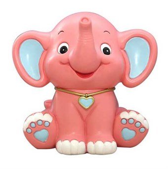 Jumbo Elephant Piggy Bank - Handmålad - Miljövänligt harts / röd