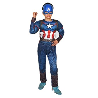 Captain America Costume Kids - Inkl. Mask + Kostym - Large - 130-140 cm