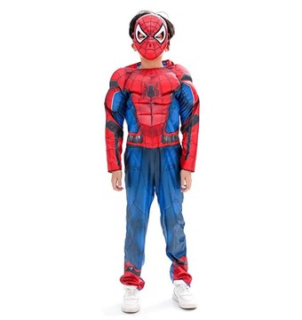 Spiderman-barn - inkl. Mask + Kostym - Small - 110-120 cm