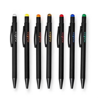 Stylus Penna för surfplatta / smartphone - 7 st. - Gummiknappar - Klämma - Penna - Svart