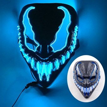 Cosplay Venom Mask med Inbyggd Neon LED-ljuseffekt - Ny Design