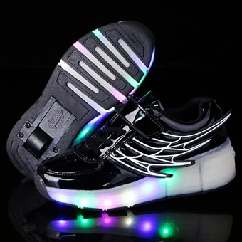 Rullskridskoskor - Sneakers - Sneakers med hjul och lampor - Modell för killar/tjejer - Svart