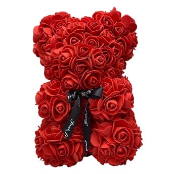 Björn - Ros med Hjärta - 40 cm - Tillverkad av Konstgjorda Blommor - Perfekt Present till Alla Hjärtans Dag