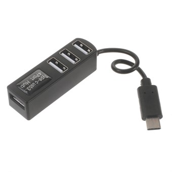 USB 3.1 Type-C till 4-portars USB 2.0 Hub Adapter - (P-3101) - Svart