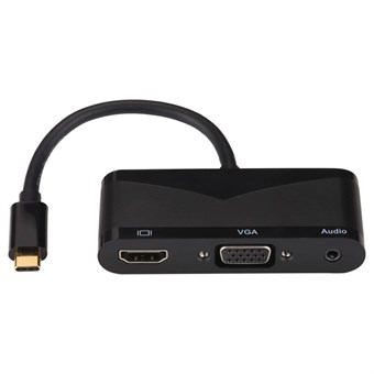 USB multifunktionsadapter - V83 Type-C till 4K HDMI + VGA + 3,5 mm ljud