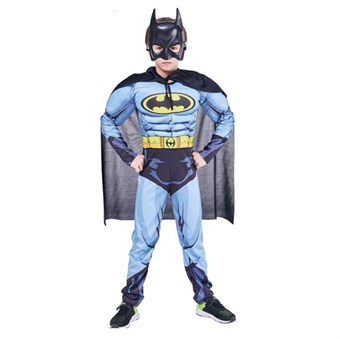 Batman Blue Costume - Kids - inkl. Mask + Suit + Hood - Small - 110-120 cm
