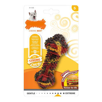 Tuggleksak för hundar Nylabone Strong Chew Bacon Ost Hamburgare Gummi Storlek S