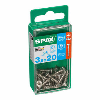 Screw Box SPAX Trä Rostfritt stål Platt huvud 25 Delar (3,5 x 20 mm)