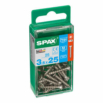 Screw Box SPAX Trä Rostfritt stål Platt huvud 25 Delar (3,5 x 25 mm)