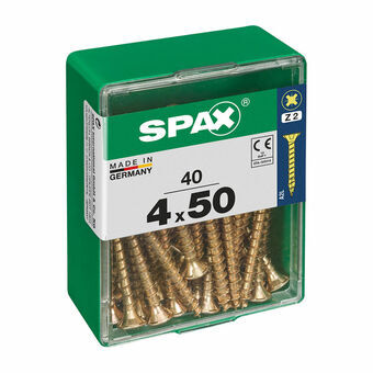 Låda med skruvar SPAX Träskruv Platt huvud (4 x 50 mm) (4,0 x 50 mm)