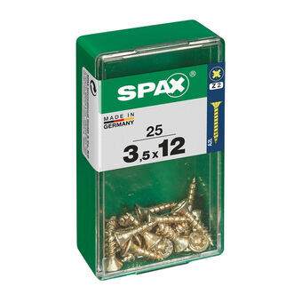 Screw Box SPAX Yellox Trä Platt huvud 25 Delar (3,5 x 12 mm)