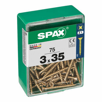 Screw Box SPAX Yellox Trä Platt huvud 75 Delar (3 x 35 mm)