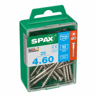Låda med skruvar SPAX 4197000400602 Träskruv Platt huvud (4 x 60 mm) (4,0 x 60 mm)