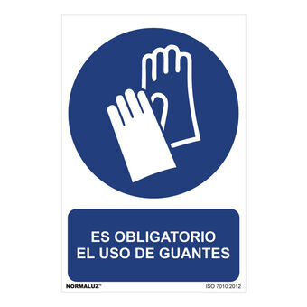 Skylt Normaluz Es obligatorio el uso de guantes PVC (30 x 40 cm)