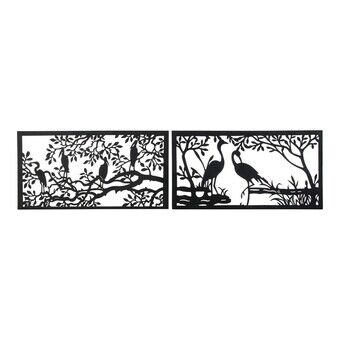 Prydnadsfigur DKD Home Decor Fåglar Metall (2 pcs) (96 x 1 x 50 cm)