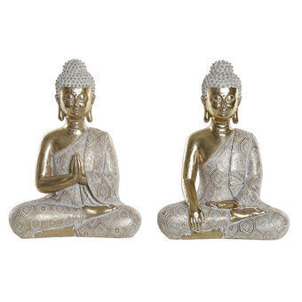 Prydnadsfigur DKD Home Decor Gyllene Buddha Harts (22 x 12 x 30 cm) (2 pcs)