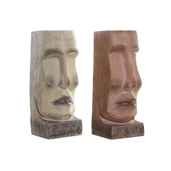 Blomkruka DKD Home Decor Face Beige Resin Terracotta (2 st) (14,5 x 15,5 x 39 cm)