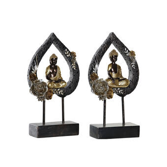 Dekorativ figur DKD Home Decor Metal Resin Buddha (2 st) (19 x 7,7 x 35 cm)