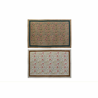 Matta DKD Home Decor 120 x 180 x 0,4 cm Polyester Vit Ikat Boho (2 antal)