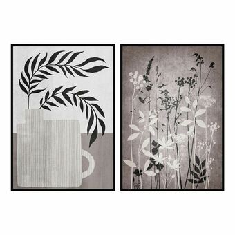 Tavla DKD Home Decor 53 x 4,5 x 73 cm Modern Löv av en växt (2 antal)