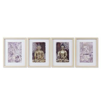 Tavla DKD Home Decor polystyren Buddha (4 pcs) (35 x 2.5 x 45 cm)
