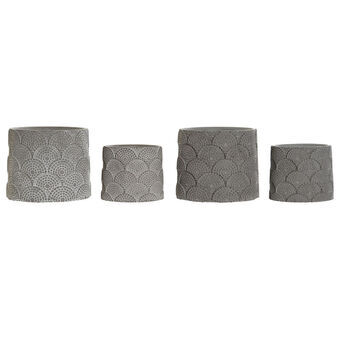 Krukset DKD Home Decor Grå Cement Vit (13.5 x 13.5 x 11 cm) (2 pcs) (18 x 18 x 15 cm)
