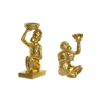 Ljushållare DKD Home Decor Golden Resin Monkey (11 x 11 x 16,8 cm) (2 st)
