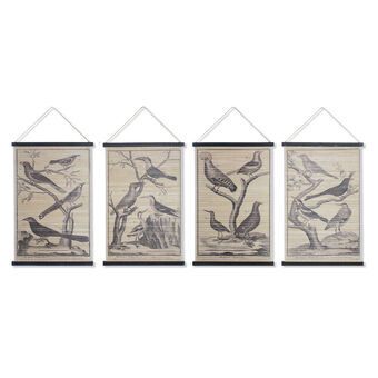 Kanvas DKD Home Decor Fåglar (4 pcs) (60 x 2 x 90 cm)