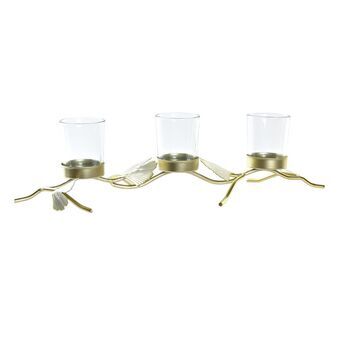 Ljusstakar DKD Home Decor Champagne Glas Metall Ginkgo (40 x 12 x 10 cm)