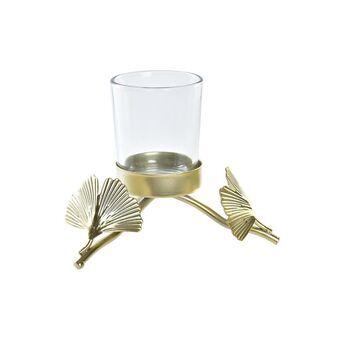 Ljusstakar DKD Home Decor Champagne Glas Metall Ginkgo (13,5 x 12,5 x 10,5 cm)
