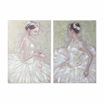 Tavla DKD Home Decor 80 x 3 x 120 cm Balettdansare Traditionell (2 antal)