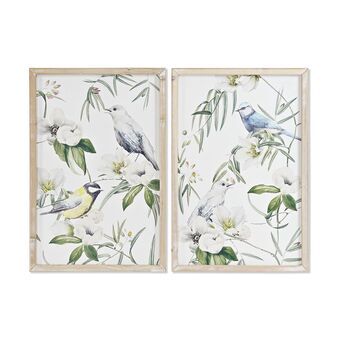 Tavla DKD Home Decor Fåglar (2 antal) (40 x 2 x 60 cm)