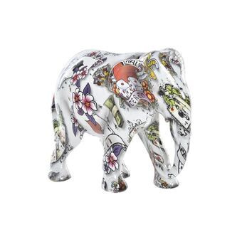 Prydnadsfigur DKD Home Decor Elefant Vit Harts Multicolour (15 x 8 x 13 cm)