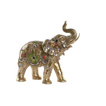 Prydnadsfigur DKD Home Decor 33 x 15,5 x 31 cm Elefant Gyllene Kolonial