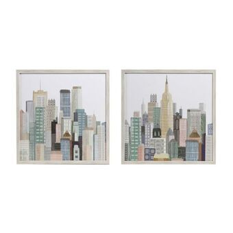 Tavla DKD Home Decor New York (53 x 3 x 53 cm) (2 antal)