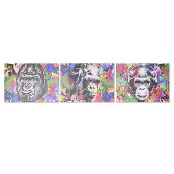 Tavla DKD Home Decor Gorilla Modern (70 x 1,8 x 50 cm) (3 antal)