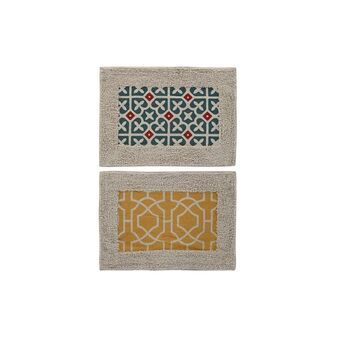 Badrumsmatta DKD Home Decor Blå Polyester Bomull Arab Senap (2 antal) (60 x 40 x 1 cm)