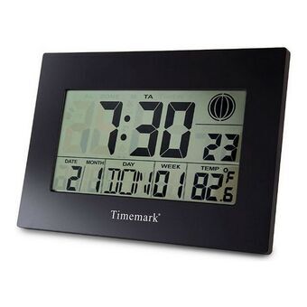 Väggklocka med termometer Timemark Svart (24 x 17 x 2 cm)