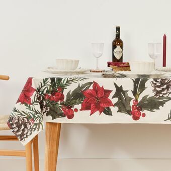 Fläckresistent bordsduk i harts Mauré Christmas Flowers 300 x 140 cm
