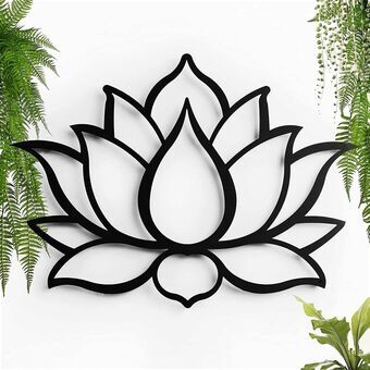 Väggdekoration Keluly Lotus Flower 21 x 15 cm Svart Kolstål