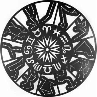 Väggdekoration Keluly Zodiac-symbol 31 x 31 cm Svart Kolstål