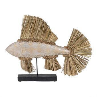 Prydnadsfigur Vit Brun Naturell Fisk 70 x 12 x 53 cm