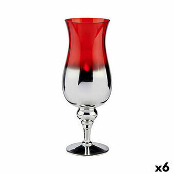 Ljusstakar Glas Röd Silvrig 13 x 35 x 13 cm (6 antal)