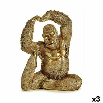 Prydnadsfigur Yoga Gorilla Gyllene 14 x 30 x 25,5 cm (3 antal)
