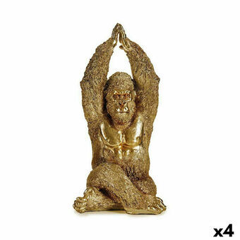Prydnadsfigur Yoga Gorilla Gyllene 17 x 36 x 19,5 cm (4 antal)
